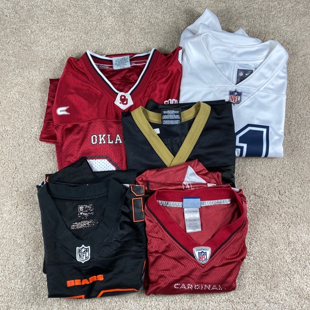 Football Jersey Resell Lot 5pc NFL NCAA Cowboys Bears Cardinals Saints Sooners